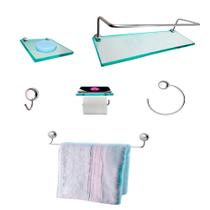 Kit Para Banheiro Topázio Luxo Vidro Incolor Kit Para Banheiro Topázio Luxo Vidro Incolor