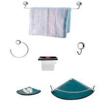 Kit Para Banheiro Topázio Luxo Vidro Modelado Fumê Kit Para Banheiro Topázio Luxo Vidro Modelado Fumê