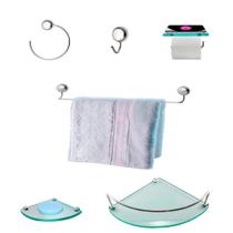 Kit Para Banheiro Topázio Luxo Vidro Modelado Incolor Kit Para Banheiro Topázio Luxo Vidro Modelado Incolor