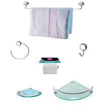 Kit Para Banheiro Topázio Luxo Vidro Modelado Incolor Kit Para Banheiro Topázio Luxo Vidro Modelado Incolor