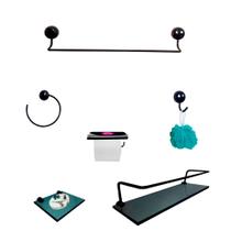 Kit Para Banheiro Topázio Premium Preto Vidro Fumê Kit Para Banheiro Topázio Premium Preto Vidro Fumê