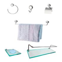 Kit Para Banheiro Topázio Premium Vidro Incolor