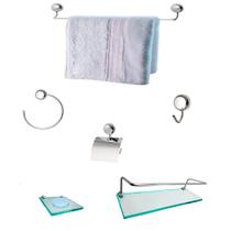Kit Para Banheiro Topázio Premium Vidro Incolor Kit Para Banheiro Topázio Premium Vidro Incolor
