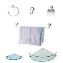 Kit Para Banheiro Topázio Premium Vidro Modelado Incolor Kit Para Banheiro Topázio Premium Vidro Modelado Incolor