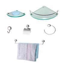 Kit Para Banheiro Topázio Premium Vidro Modelado Incolor