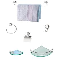 Kit Para Banheiro Topázio Premium Vidro Modelado Incolor