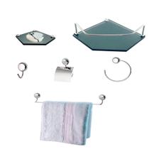 Kit Para Banheiro Topázio Premium Vidro Sextavado Fumê