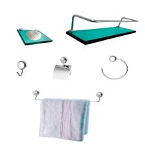Kit Para Banheiro Topázio Premium Vidro Verde