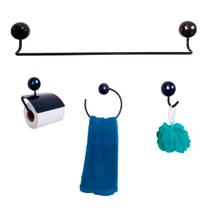 Kit Para Banheiro Topázio Preto 4 Peças