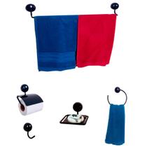 Kit Para Banheiro Topázio Preto 5 Peças Kit Para Banheiro Topázio Preto 5 Peças