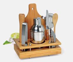 Kit Para Bar Em Inox / Bambu - 8 Pçs