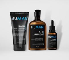 Kit para Barba Human - Shampoo 3 em 1 + Balm Hidratante + Óleo de Barba 30ml - Viking