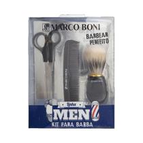 Kit para Barba Linha Men Tesoura Pente e Pincel Marco Boni