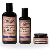 Kit para Barba - Shampoo + Balm + Modelador de Barba Viking Mar