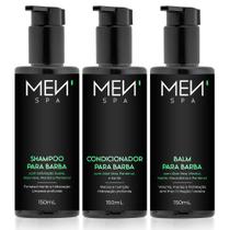 Kit Para Barba Shampoo + Condicionador + Balm Brilho Maciez e Hidratação