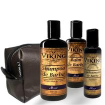Kit para Barba Shampoo + Condicionador + Balm de Barba Viking Mar + Necessaire