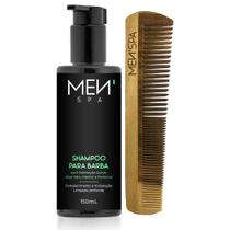 Kit Para Barba Shampoo Limpeza Profunda Hidratação Extrema + Pente De Madeira Maciça Menspa - MEN'Spa Cosméticos