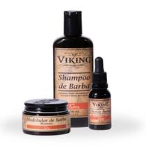 Kit para Barba - Shampoo + Óleo + Modelador Viking Terra