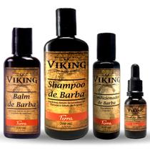 Kit para Barba Viking Terra - Shampoo + Condicionador + Balm + Óleo