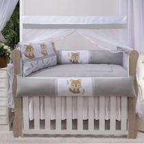 kit para berço americano raposa cinza com 9 peças em tecido de algodão kit para berço americano raposa cinza com 9 peças em tecido de algodão