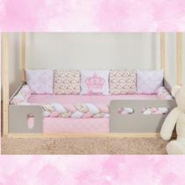 Kit Para Berço Bebê Montessoriano Princesa 7 Peças - Rosa