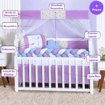 Kit Para Berço Confortável Seguro Bebê Menino Jardim Lilas