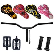 Kit Para Bike Infantil Aro 20 Guidão + Banco Selim Kalf + Pedal + Par Manoplas Punho