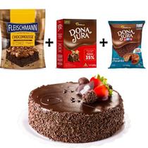 Kit Para Bolo Massa Pré Pronta, Chocolate Em Pó E Granulado