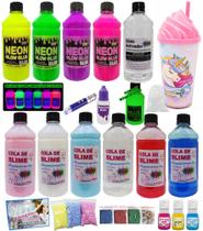 Kit Para Brincar De Fazer Slime Com Colas Clear E Colas Neon Lançamento - Ine Slime