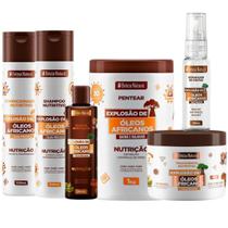 Kit Para Cabelo Cacheado Beleza Natural Explosão De Africanos 7 Óleos Africanos Reparador De Ponta