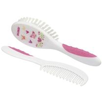 Kit Para Cabelo Kuka Pente + Escova, Rosa E Branco