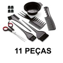 Kit Para Cabelo Pincel Pentes Tesoura Pote Prendedores 11PÇS