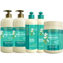 Kit para cabelos cacheados - Cachos E Crespos Bio Extratus (Shampoo/Condicionador/Banho de Creme 1L + 2 Finalizador 500g)