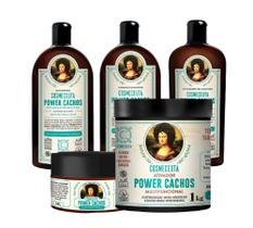 Kit para Cabelos Cacheados COSMECEUTA Power Cachos Shampoo, Condicionador, Leavein e Ativador Multifuncional