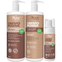 Kit Para Cabelos Crespos Power Apse Shampoo, Condicionador e Mousse