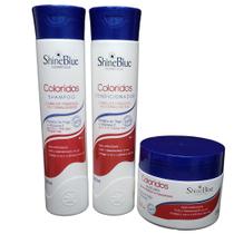 Kit Para Cabelos Tingidos Ou Tonalizados Coloridos Shine Blue 3 Passos