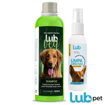 Kit Para Cachorro Shampoo Vegano 300ml + Limpa Orelhas 60ml Lub Pet