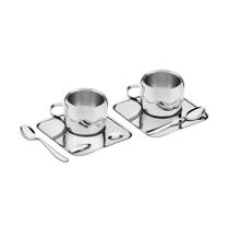 Kit para Café com Xícara, Pires Quadrado e Colher Tramontina 64430800 80ml Inox Kit para Café com Xícara, Pires Quadrado e Colher Tramontina 64430800 80ml Inox