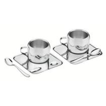 Kit para Café Tramontina em Aço Inox Acabamento Brilho com Xícara Píres Quadrado e Colher 6 Peças 64430800