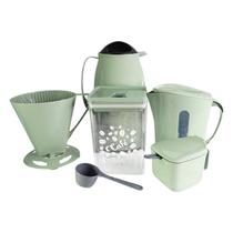 Kit para Café Verde Completo Super Prático com 6 Peças incluindo Garrafa Térmica Leiteira e Pote Açucareiro