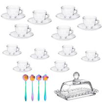 Kit Para Chá e Café Linha Pérola 29 Peças Vidro / Aço Inox Rainbow