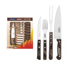 Kit para Churrasco 14 Peças em Aço Inox com Cabo Castanho Polywood Tramontina 21199/989