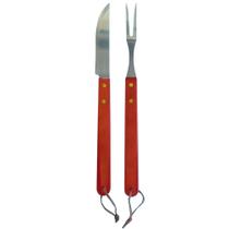 Kit Para Churrasco 2 Peças Faca e Garfo Trinchante Inox e Madeira Saldão