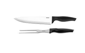 Kit Para Churrasco Brinox Cross Com Faca E Garfo Trinchante 2 Peças Aço Inox Com Cabo Preto Kit Para Churrasco Brinox Cross Com Faca E Garfo Trinchante 2 Peças Aço Inox Com Cabo Preto