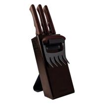 Kit Para Churrasco Churrasco Black Com Lâminas De Aço Inox Escurecido E Cabos De Madeira