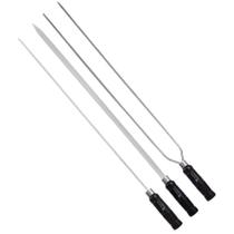 Kit para Churrasco com 3 Espetos de 70cm em Alumínio e Cabo de Madeira ADM