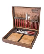 Kit Para Churrasco Com Lâminas em Aço Inox e Cabos em Madeira Polywood Vermelho 15 Peças - Tramontina