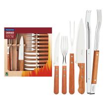 Kit para Churrasco em Aço Inox com Cabo de Madeira Natural 15 Pçs Tramontina Kit para Churrasco em Aço Inox com Cabo de Madeira Natural 15 Pçs Tramontina