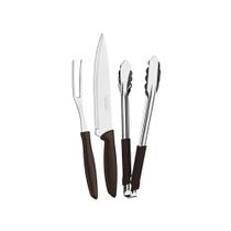 Kit para Churrasco em Aço Inox Plenus Marrom 3pçs - Tramontina