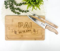 Kit para Churrasco em Bambu 3 Pçs Pai Eu Te Amo